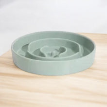 Load image into Gallery viewer, Pale green ceramic slow feeder dog bowl